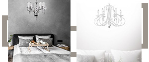 Srebrne żyrandole do sypialni